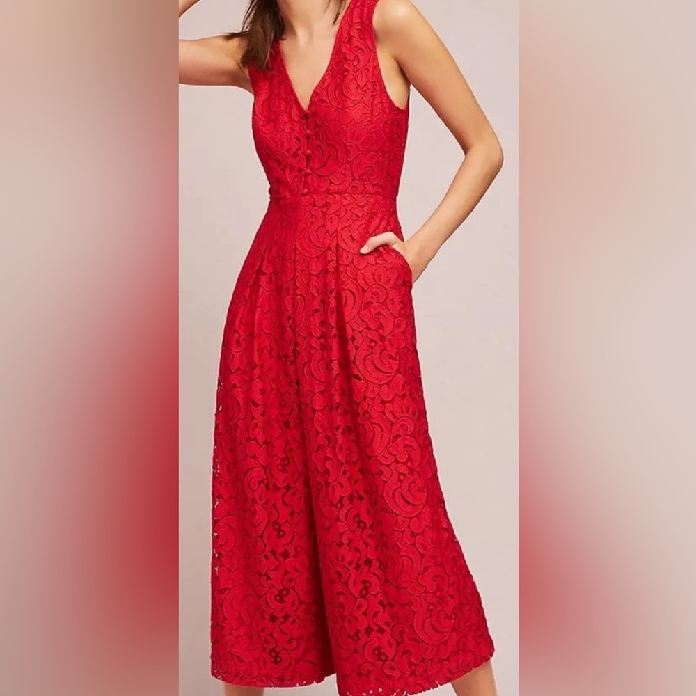 Red Lace Romper